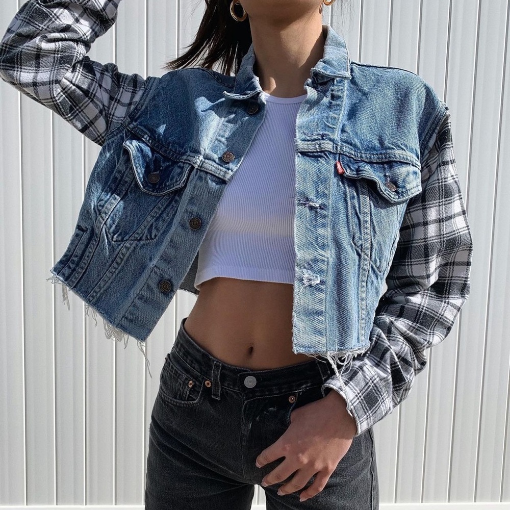 Vintage denim and plaid jacket